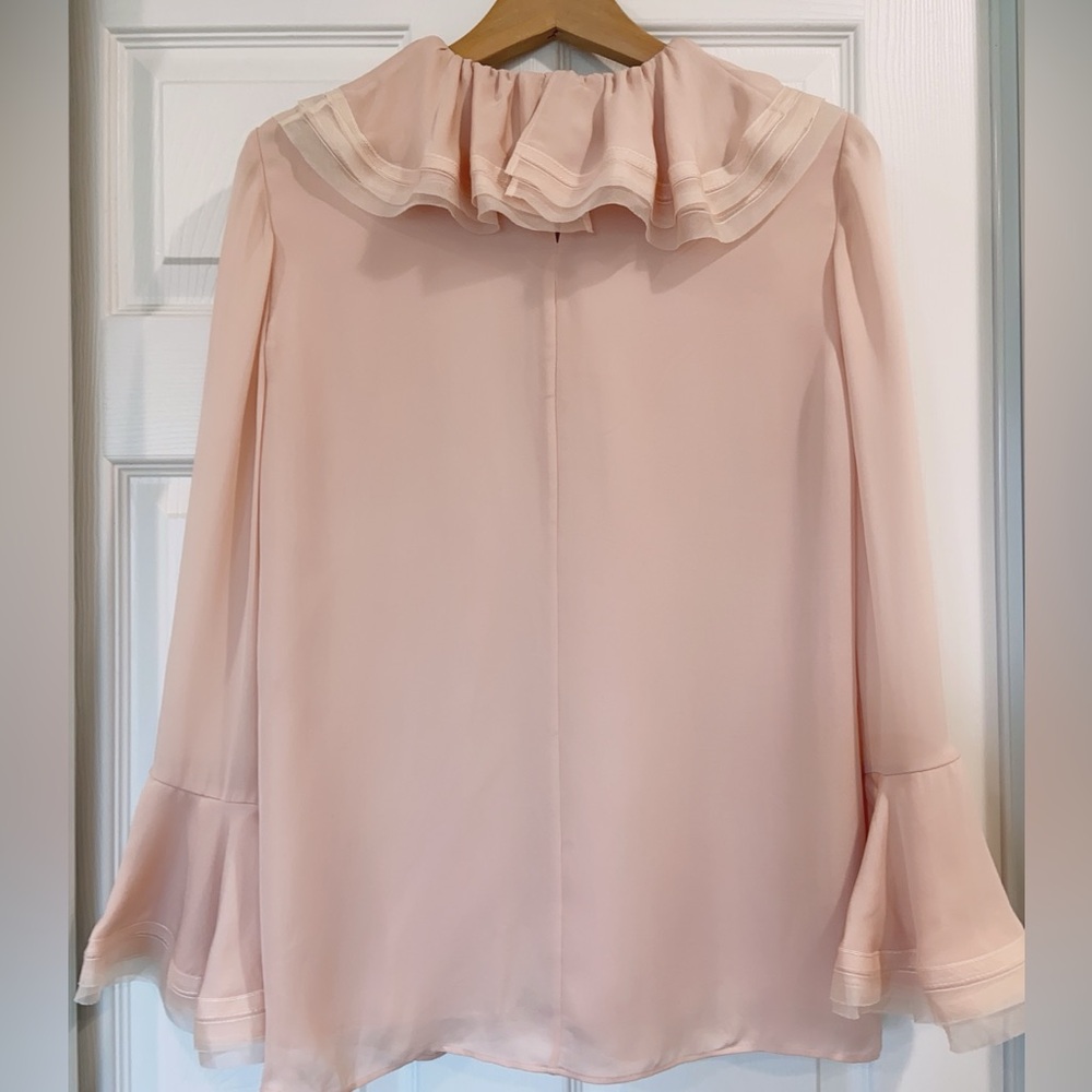 NWT Tory Burch Ruffle Silk Sleeve Blouse Top In Pink - Picture 4 of 5